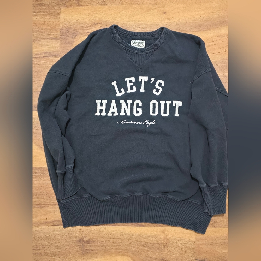 American Eagle Outfitters Dark Blue 'Let's Hang Out' Sweatshirt - Picture 1 of 2